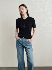 Women's Antibacterial Polo-Style Knit Top