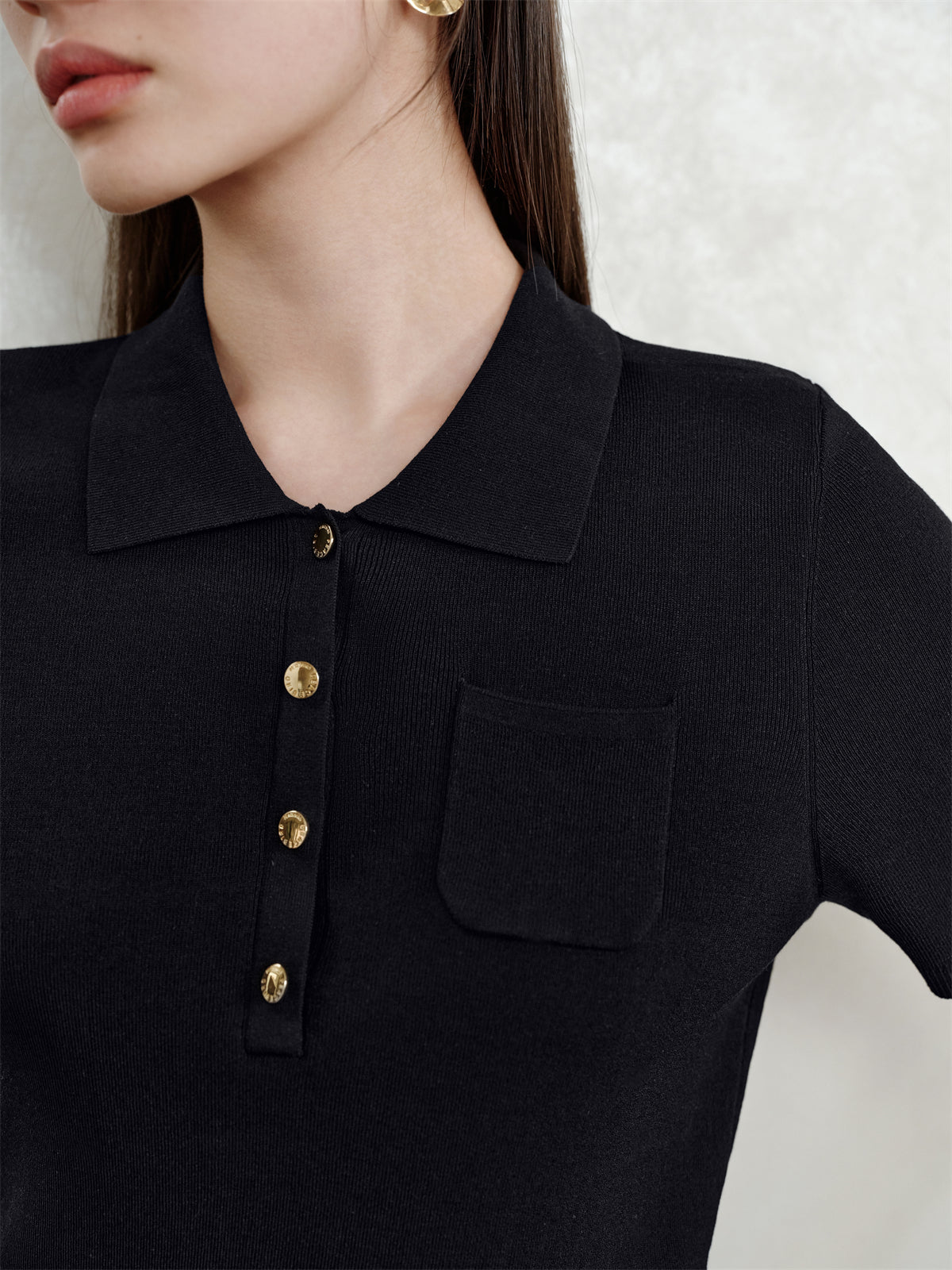 Women's Antibacterial Polo-Style Knit Top