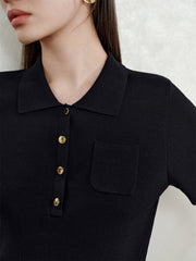 Women's Antibacterial Polo-Style Knit Top
