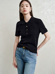 Women's Antibacterial Polo-Style Knit Top