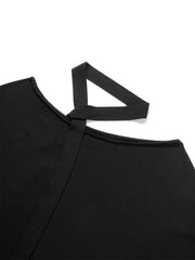 Women's Split-Hem Pullover Knit Top with Detachable Tie