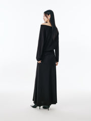 Women's Split-Hem Pullover Knit Top with Detachable Tie