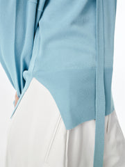 Women's Split-Hem Pullover Knit Top with Detachable Tie