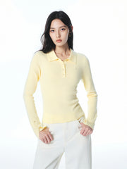 Women's Slim Fit Polo-Collar Knit Sweater