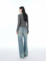 Women's Slim Fit Polo-Collar Knit Sweater