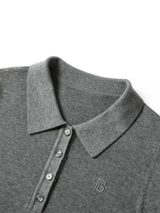 Women's Slim Fit Polo-Collar Knit Sweater
