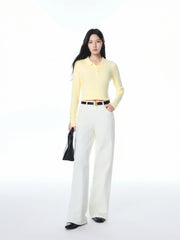 Women's Slim Fit Polo-Collar Knit Sweater