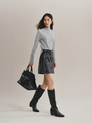 Women's Mock-Neck Vertical Jacquard Sweater