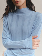 Women's Mock-Neck Vertical Jacquard Sweater