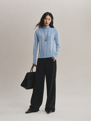 Women's Mock-Neck Vertical Jacquard Sweater