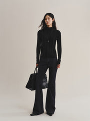 Women's Mock-Neck Vertical Jacquard Sweater