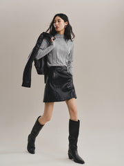 Women's Mock-Neck Vertical Jacquard Sweater