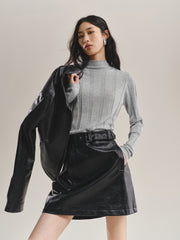 Women's Mock-Neck Vertical Jacquard Sweater