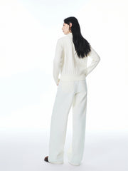 Women's Short Cable-Knit Half-Zip Sweater