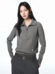Women's Short Cable-Knit Half-Zip Sweater