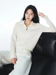 Women's Short Cable-Knit Half-Zip Sweater