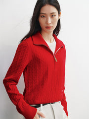 Women's Half-Zip Cable-Knit Sweater