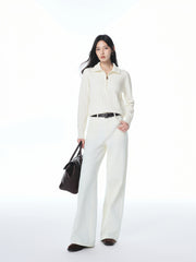 Women's Short Cable-Knit Half-Zip Sweater