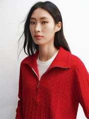 Women's Half-Zip Cable-Knit Sweater