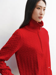 Women's Half-Zip Cable-Knit Sweater