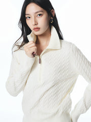 Women's Short Cable-Knit Half-Zip Sweater