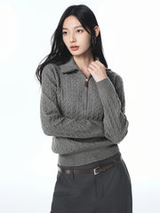 Women's Short Cable-Knit Half-Zip Sweater