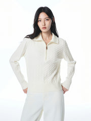 Women's Short Cable-Knit Half-Zip Sweater