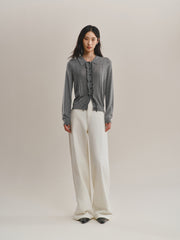 Women's Ruffled Cable-Knit Cardigan