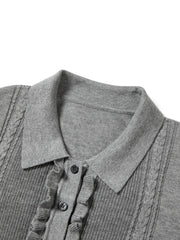 Women's Ruffled Cable-Knit Cardigan