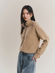 Women's Half-Zip High-Neck Knit Sweater