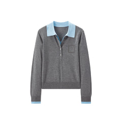 Women's French-style faux-layer knit sweater
