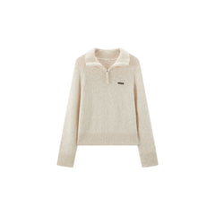 Women's Casual Wool-Blend Multi-Way Collar Knit Top