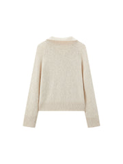 Women's Casual Wool-Blend Multi-Way Collar Knit Top