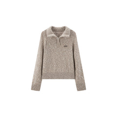 Women's Casual Wool-Blend Multi-Way Collar Knit Top