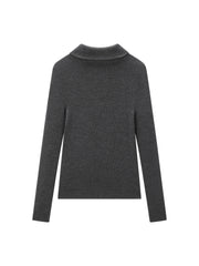 Women's Casual 100% Wool Machine-Washable Half-Zip Knit Top