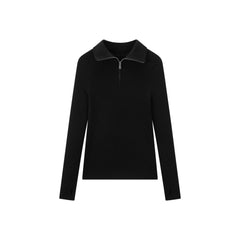 Women's Casual 100% Wool Machine-Washable Half-Zip Knit Top