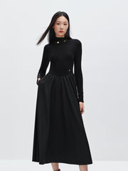 Women's Solid Turtleneck Midi Dress