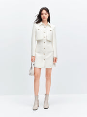 Women's White Tweed Fake Two-piece Minidress