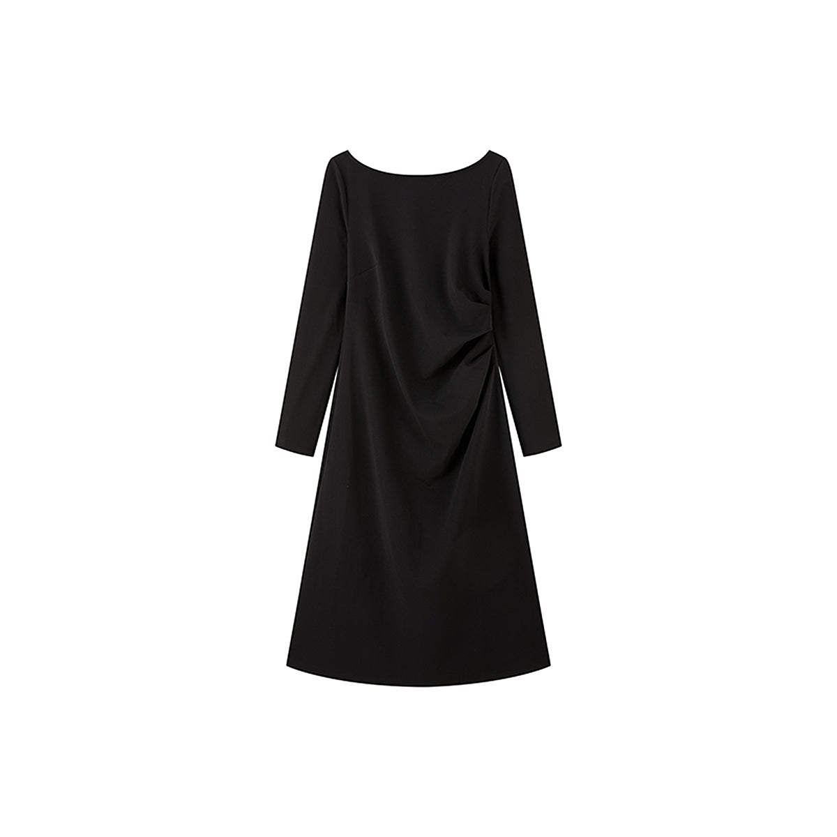 Women's Black Slash Neck Waist Dress