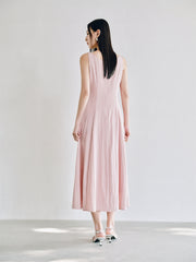 Women's Pink Square-Neck A-Line Sleeveless Dress