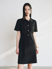 Women's Black High-Waist Utility Dress