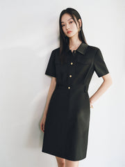 Women's Black High-Waist Utility Dress