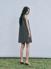 Women's Sleeveless Dress with Textured Pattern