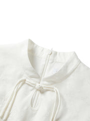 Women's Jacquard Puff-Sleeve Fit & Flare Dress