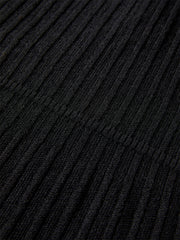 Women's Black Mid-Length Knit Dress with Belt