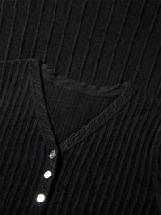 Women's Black Mid-Length Knit Dress with Belt