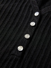 Women's Black Mid-Length Knit Dress with Belt