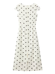 Women's Resort Waist-Cinching Polka Dot Dress