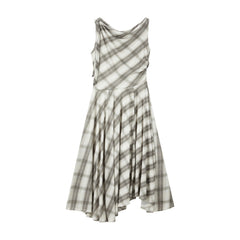 Women's French-Style Vintage Plaid Print Dress