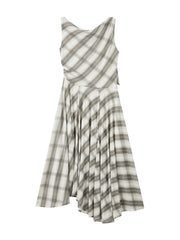 Women's French-Style Vintage Plaid Print Dress